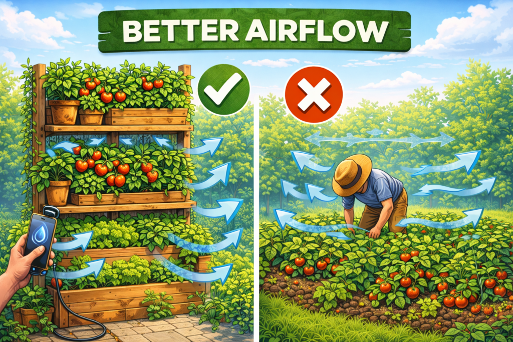 better airflow in vertical gardening