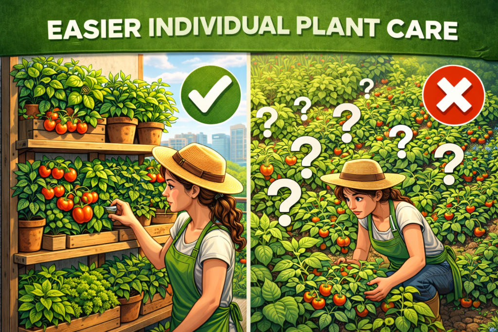 better individual care in vertical gardening