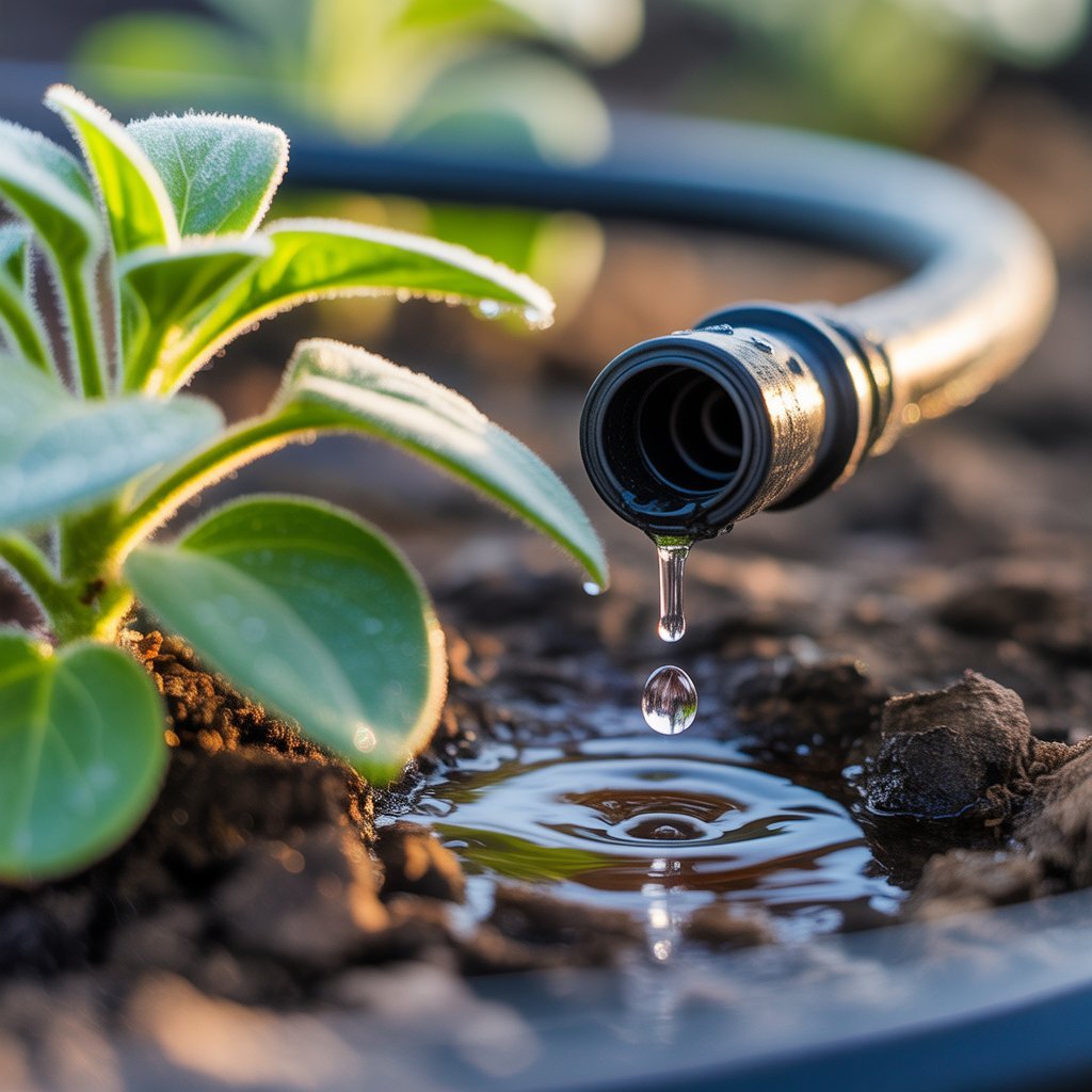 drip irrigation system in a vertical garden