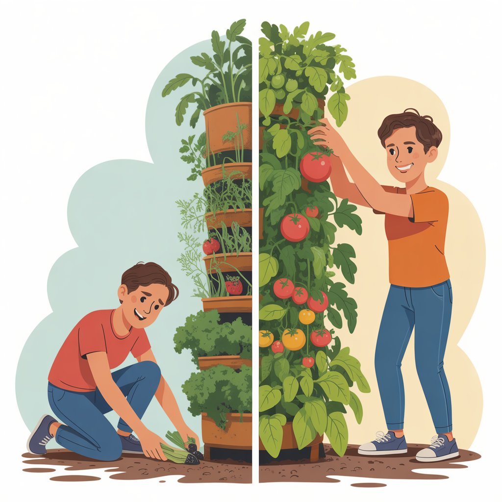 less work in vertical gardening