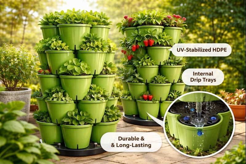 High-Density Polyethylene (HDPE) Towers based vertical garden