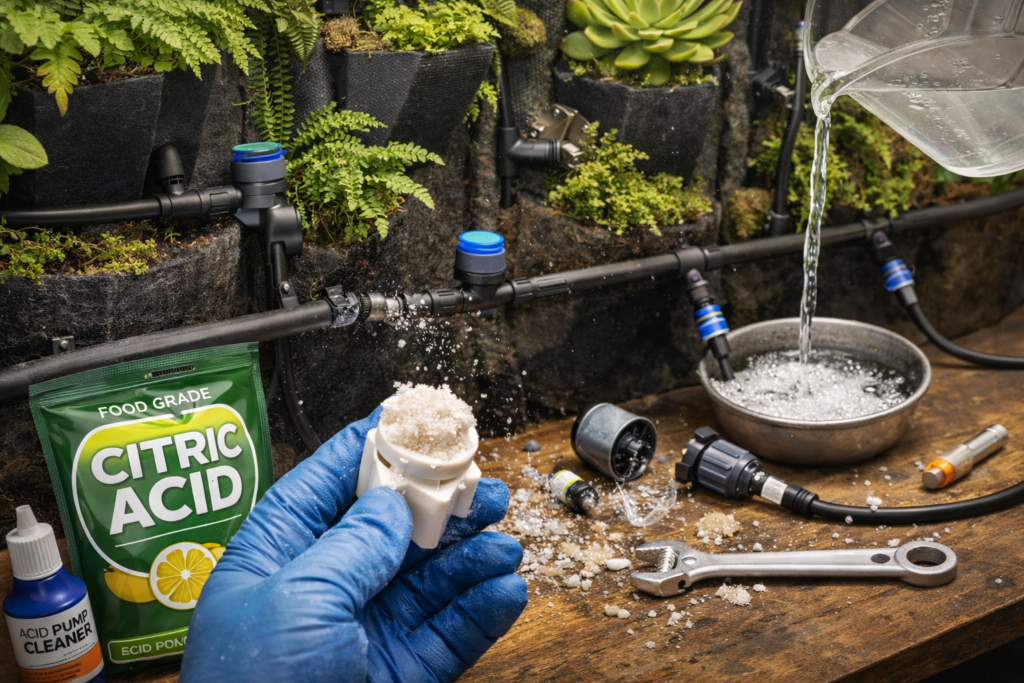 citric acid as a vertical garden tool