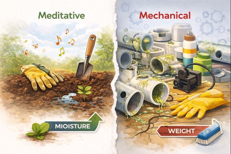 maintenance difference between vertical garden and a traditional garden