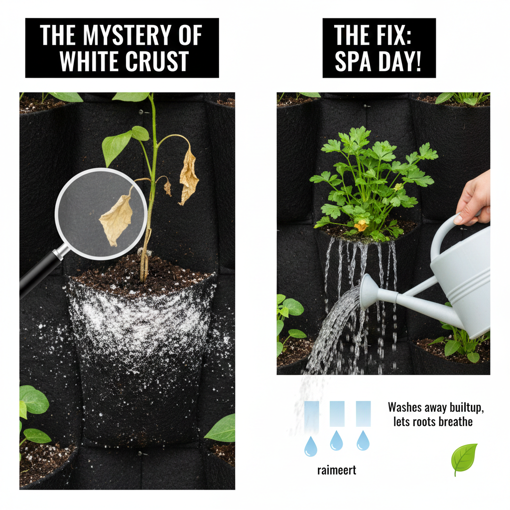 White crust in Living walls