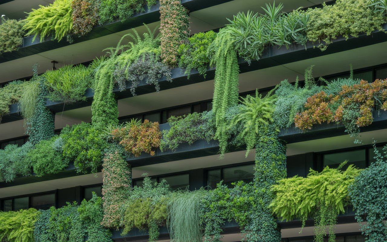 green facade type vertical garden