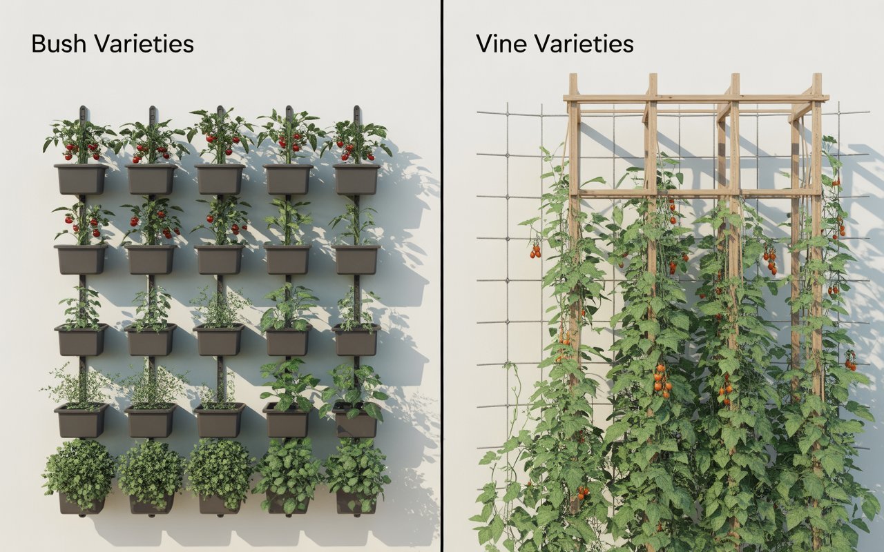 bush vs vine in vertical gardns