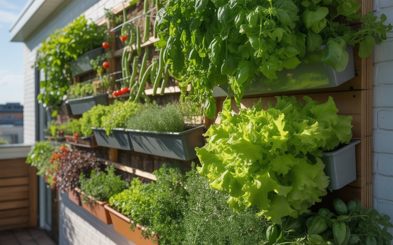 vegtetables in a vertical garden